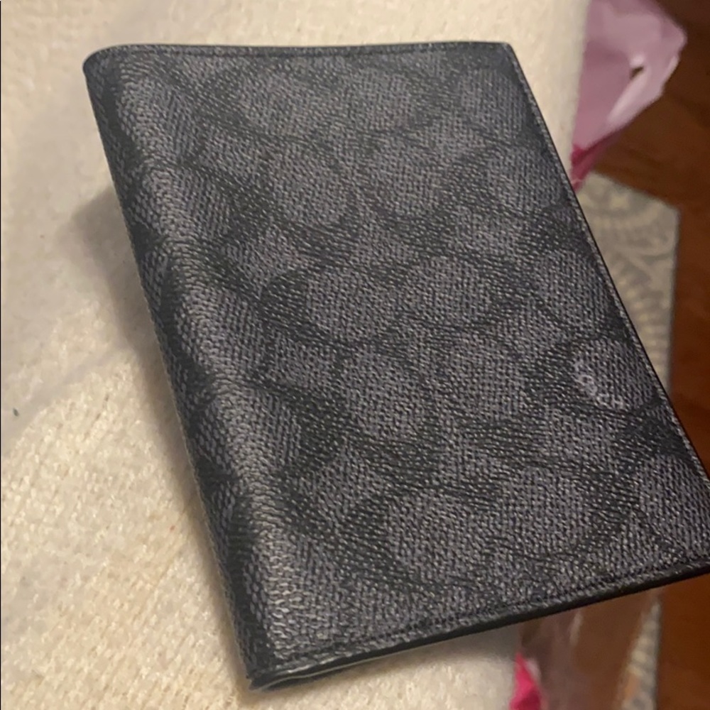 Black/Grey Coach passport/cardholder